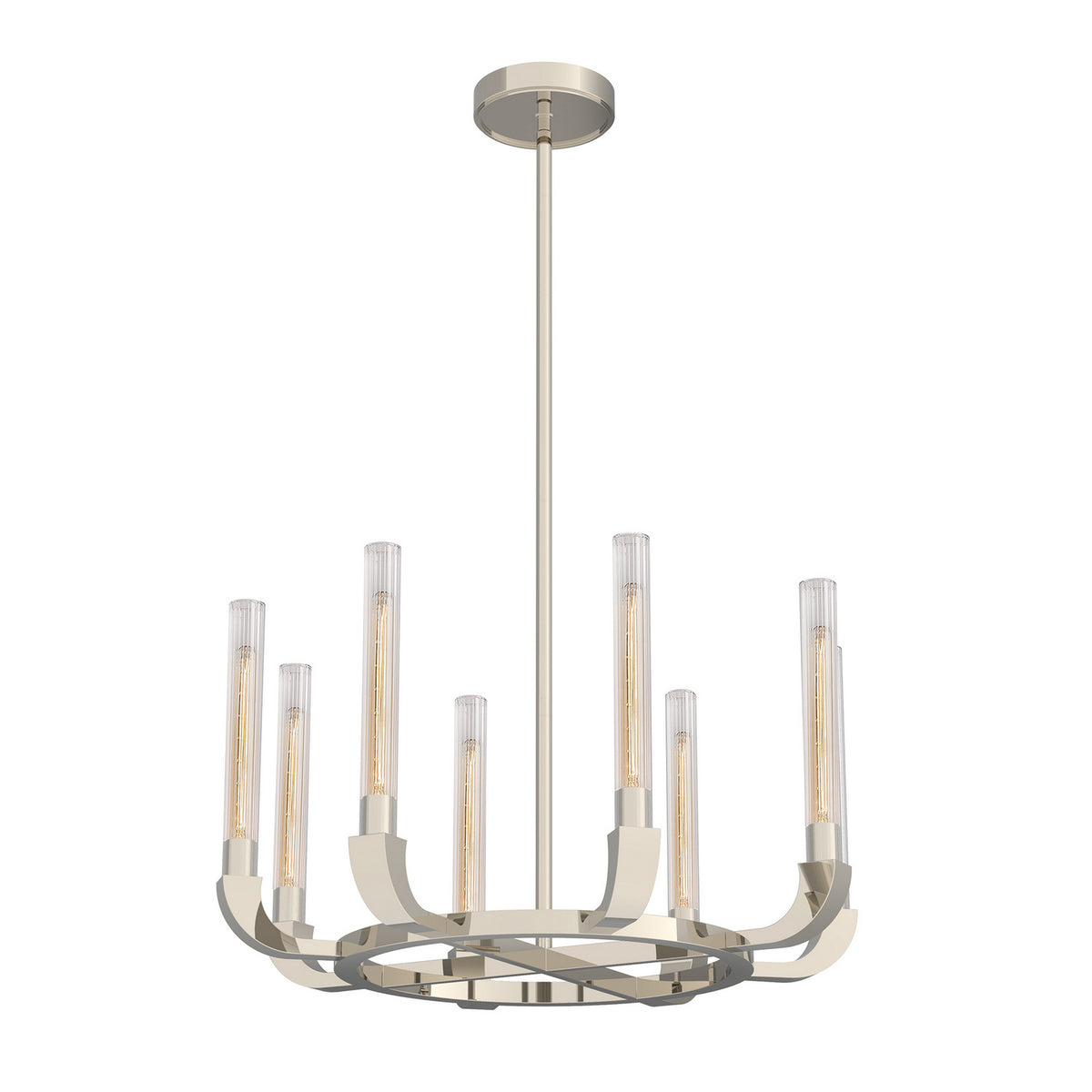 Alora - CH316708PNCR - Eight Light Chandelier - Flute - Polished Nickel/Ribbed Glass