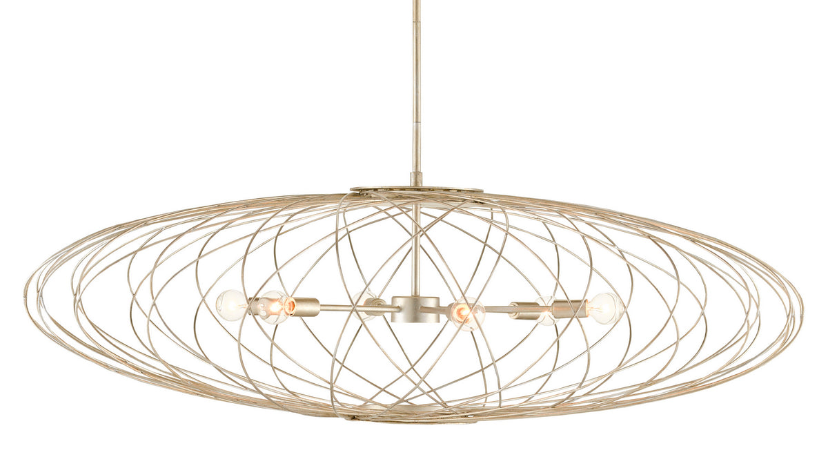 Currey and Company - 9000-0800 - Six Light Chandelier - Gambit Collection - Contemporary Silver Leaf