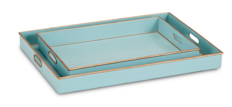 Currey and Company - 1200-0503 - Tray - Pale Blue/Gold