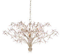 Currey and Company - 9000-0846 - Six Light Chandelier - Silver Granello/Pink