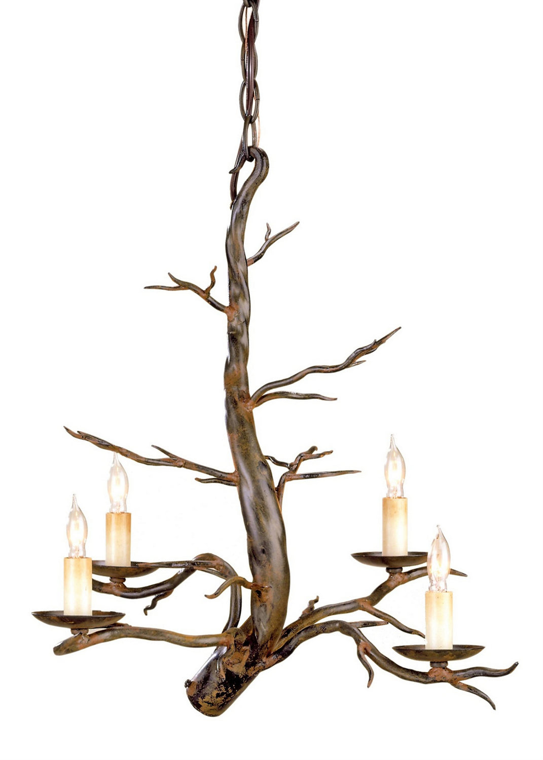 Currey and Company - 9307 - Four Light Chandelier - Treetop - Old Iron