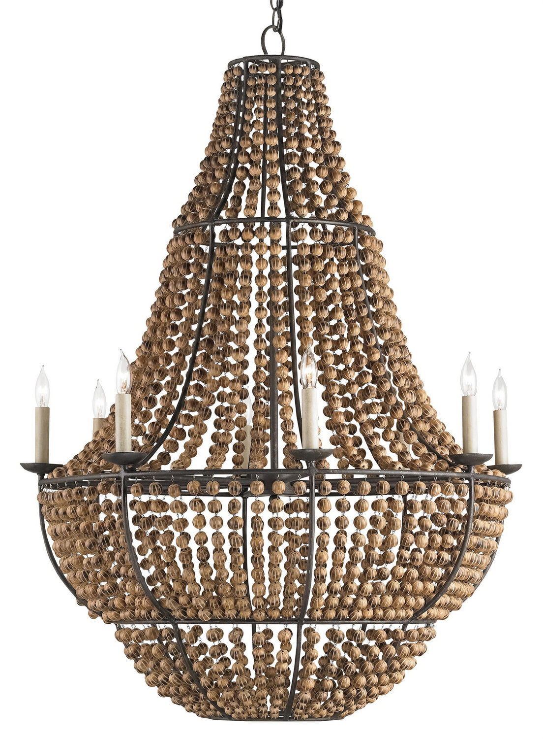 Currey and Company - 9502 - Eight Light Chandelier - Falconwood - Old Bronze/Natural