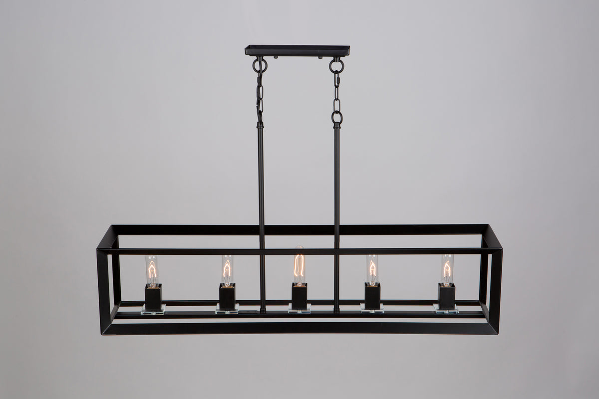 Artcraft - AC10065 - Five Light Island Pendant - Vineyard - Matte Black
