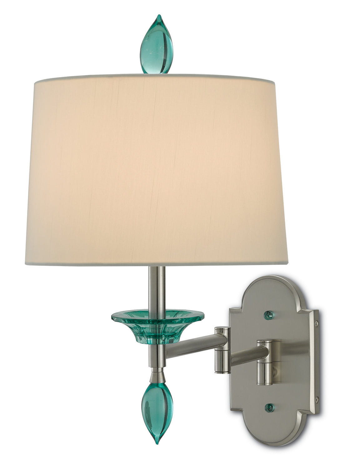 Currey and Company - 5000-0115 - One Light Wall Sconce - Brushed Nickel/Light Teal
