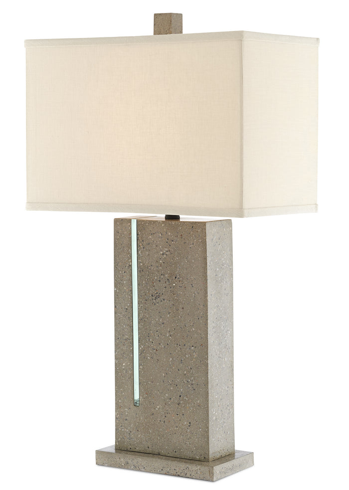 Currey and Company - 6000-0490 - Table Lamp - Polished Concrete/Aqua/Satin Black