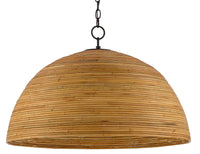 Currey and Company - 9000-0478 - One Light Pendant - Satin Black/Natural