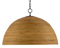 Currey and Company - 9000-0478 - One Light Pendant - Satin Black/Natural