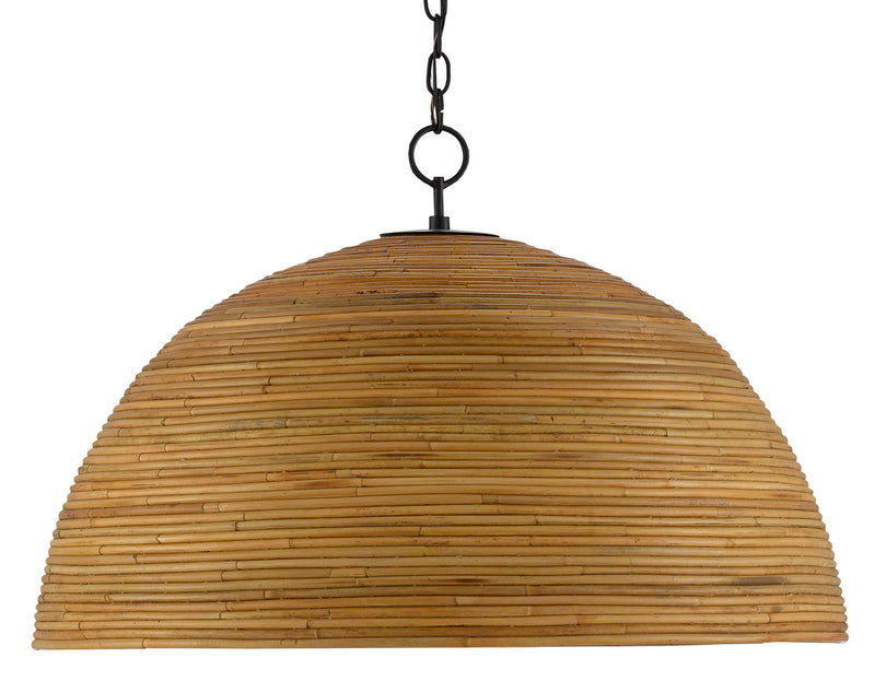 Currey and Company - 9000-0478 - One Light Pendant - Satin Black/Natural