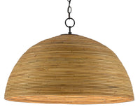 Currey and Company - 9000-0478 - One Light Pendant - Satin Black/Natural