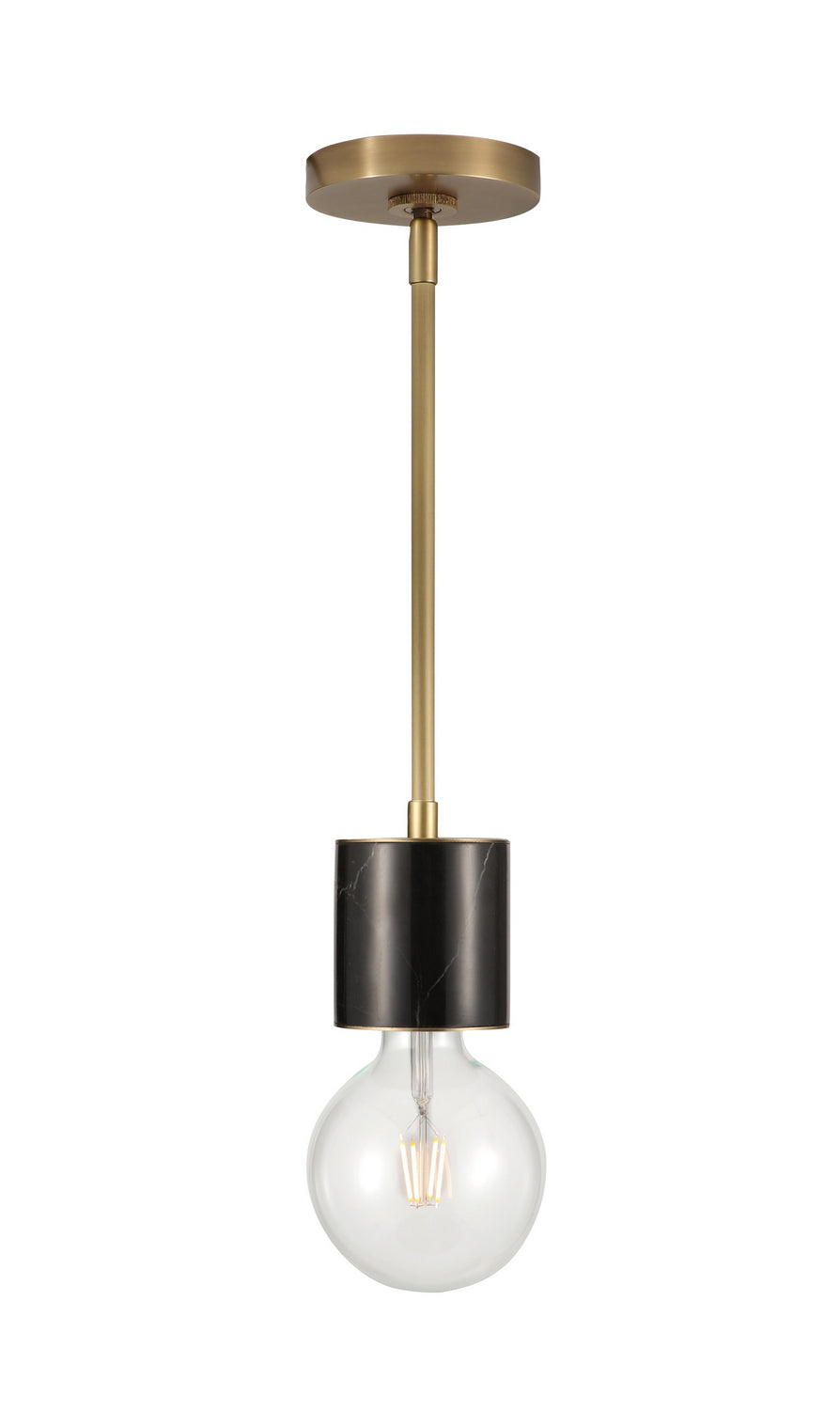 Alora - PD308001VBBM - One Light Mini Pendant - Rocco - Black Marble/Vintage Brass