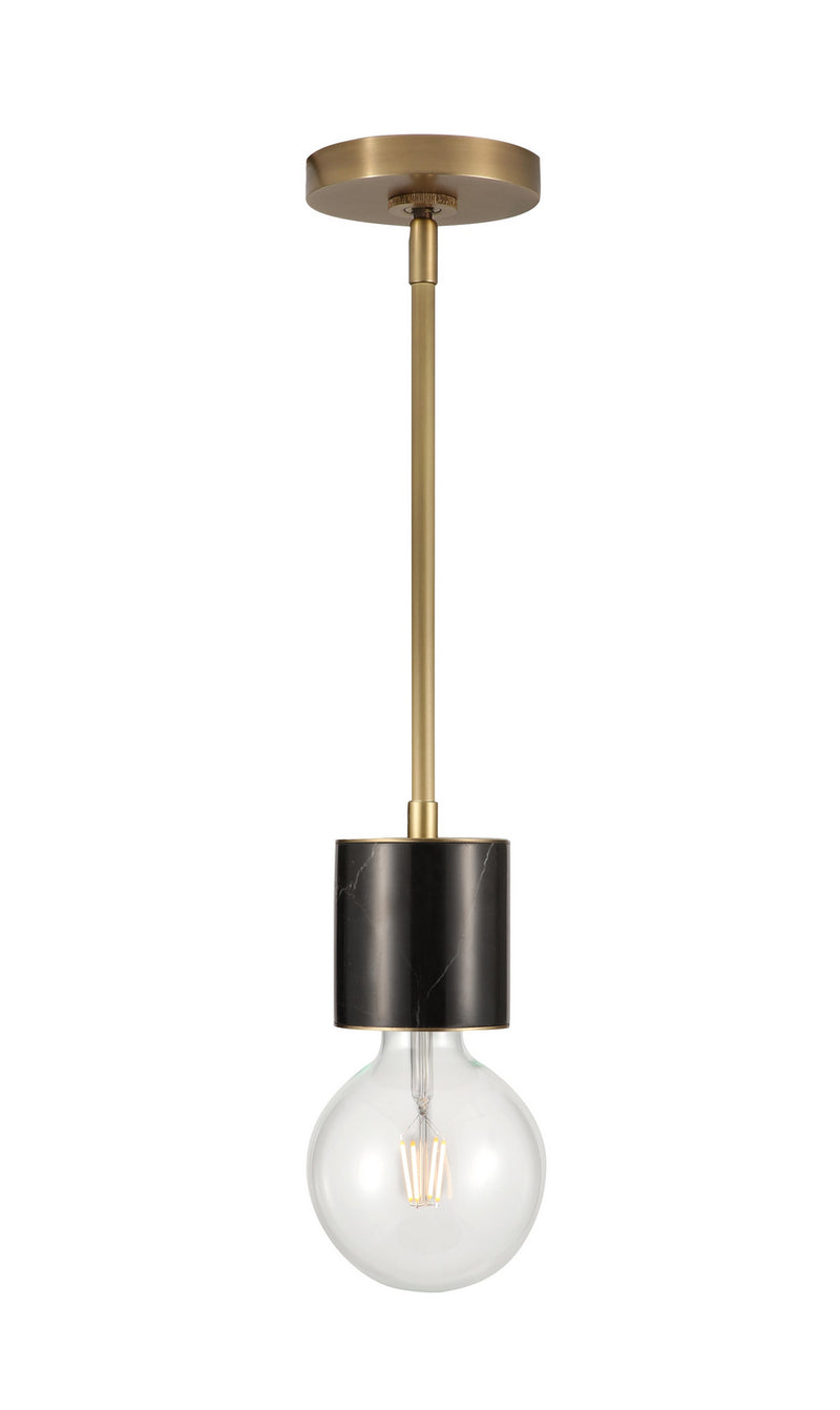 Alora - PD308001VBBM - One Light Mini Pendant - Rocco - Black Marble/Vintage Brass