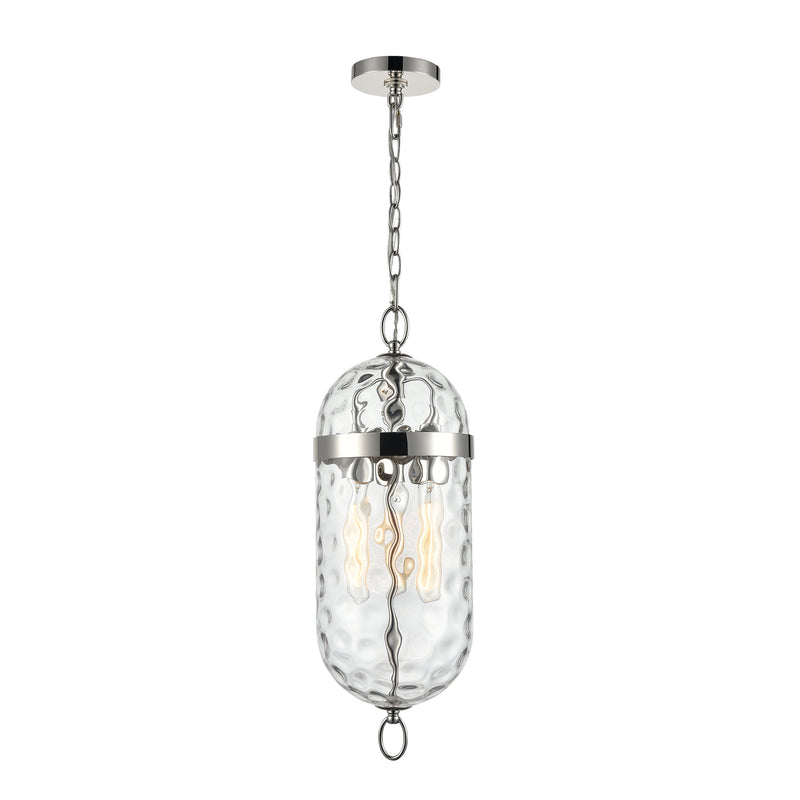 Alora - PD310603PNWC - Three Light Pendant - Capsula - Clear Water Glass/Polished Nickel