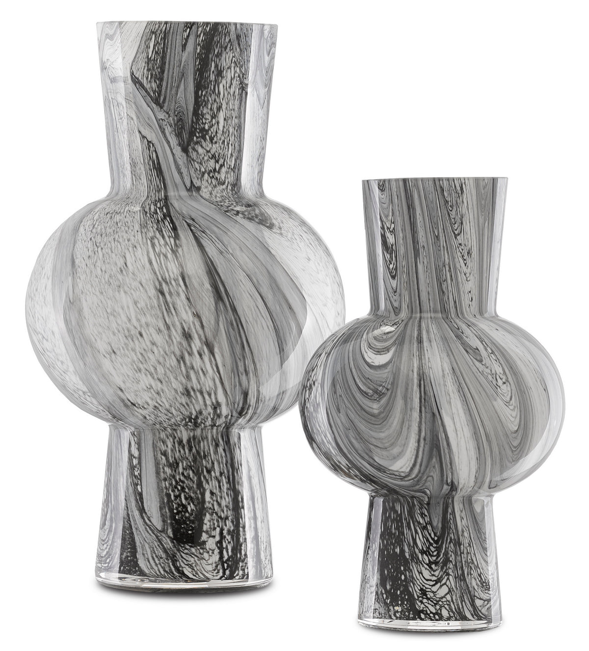 Currey and Company - 1200-0355 - Vase Set of 2 - Stormy - Black/White