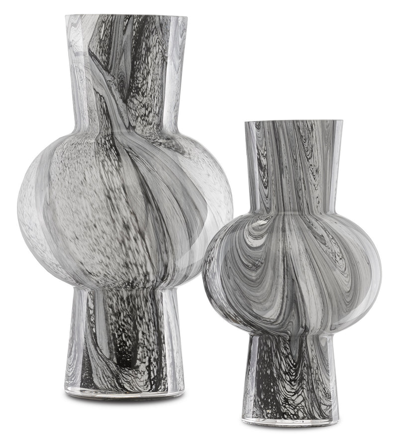 Currey and Company - 1200-0355 - Vase Set of 2 - Stormy - Black/White