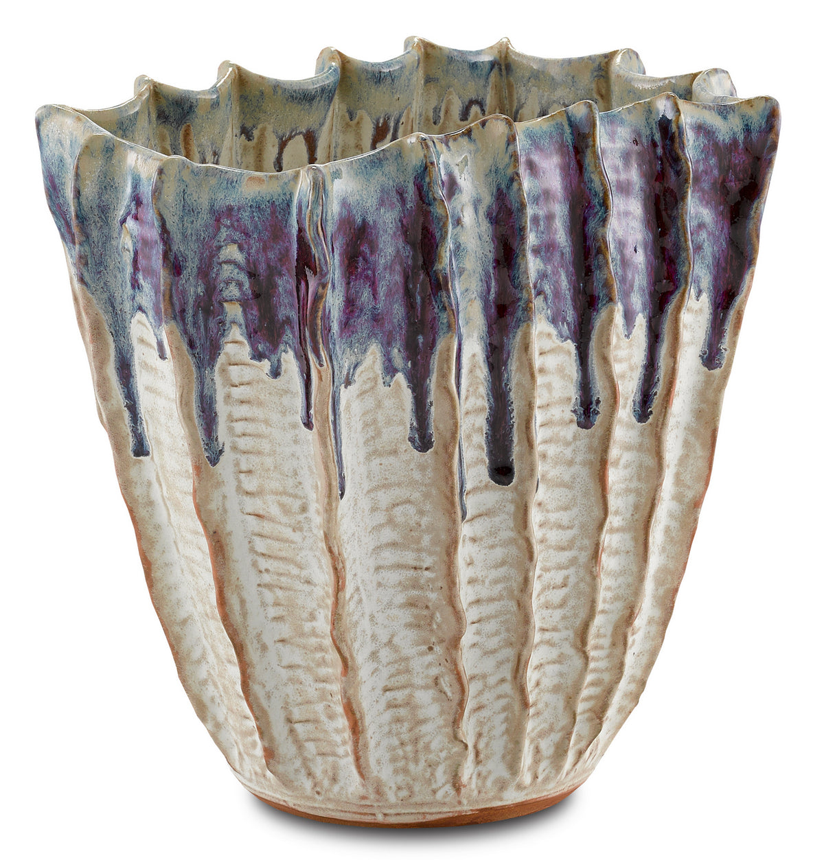 Currey and Company - 1200-0366 - Vase - Sea - White with Blue and Purple Drip