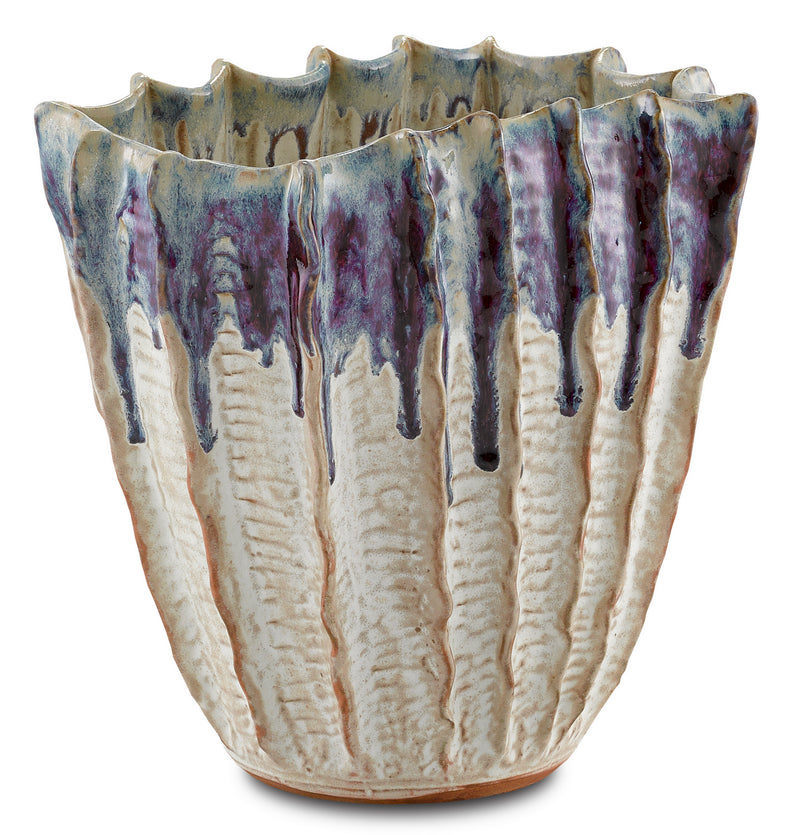 Currey and Company - 1200-0366 - Vase - Sea - White with Blue and Purple Drip