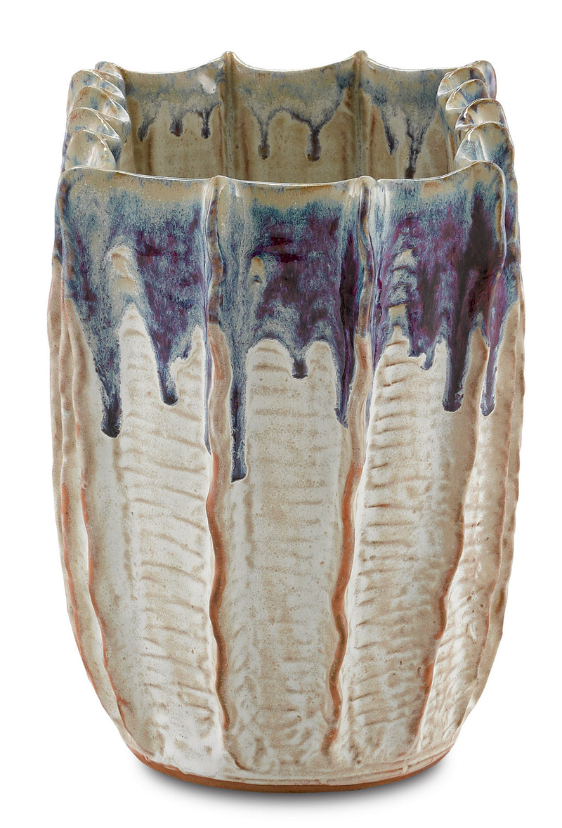 Currey and Company - 1200-0366 - Vase - Sea - White with Blue and Purple Drip