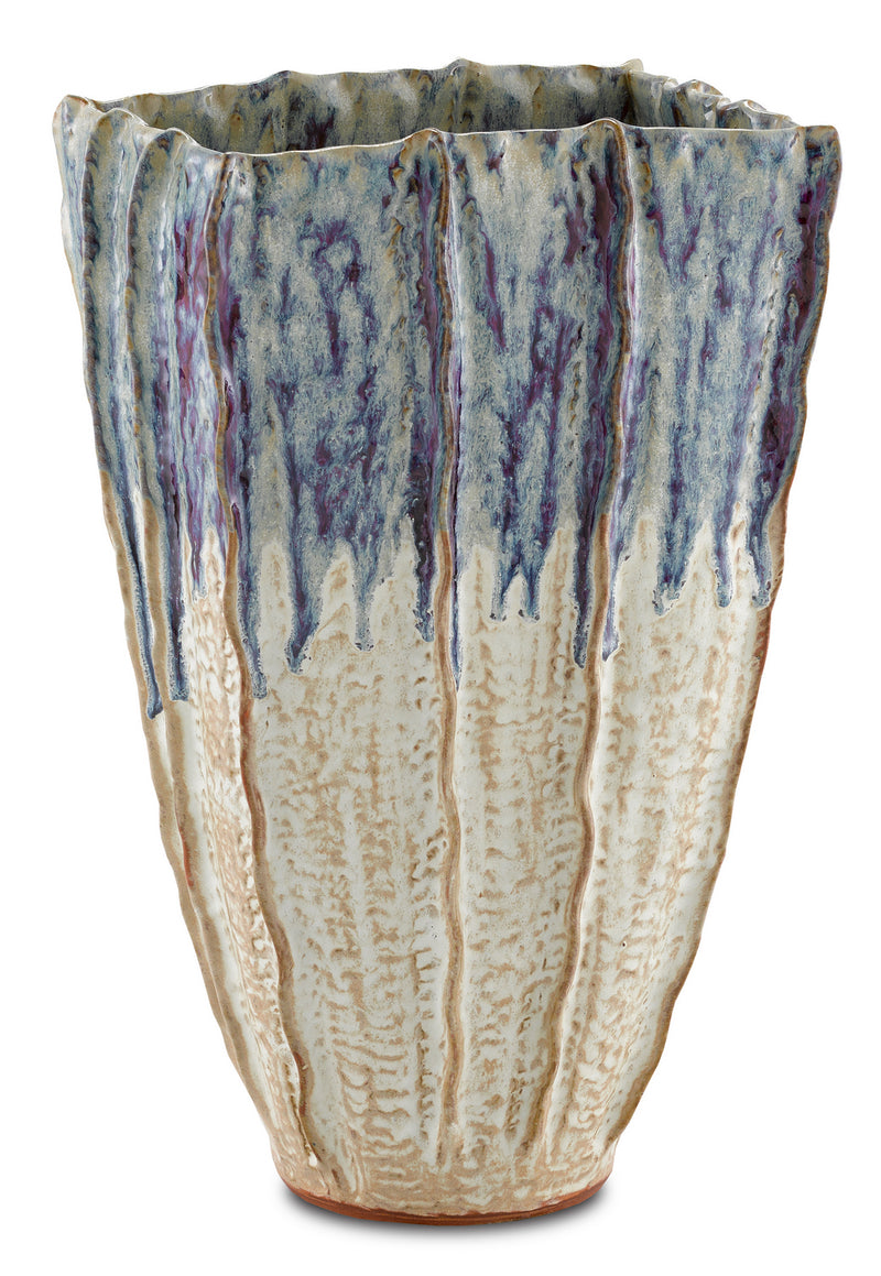 Currey and Company - 1200-0367 - Vase - Sea - White with Blue and Purple Drip