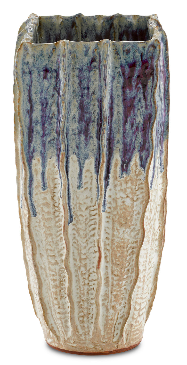 Currey and Company - 1200-0367 - Vase - Sea - White with Blue and Purple Drip