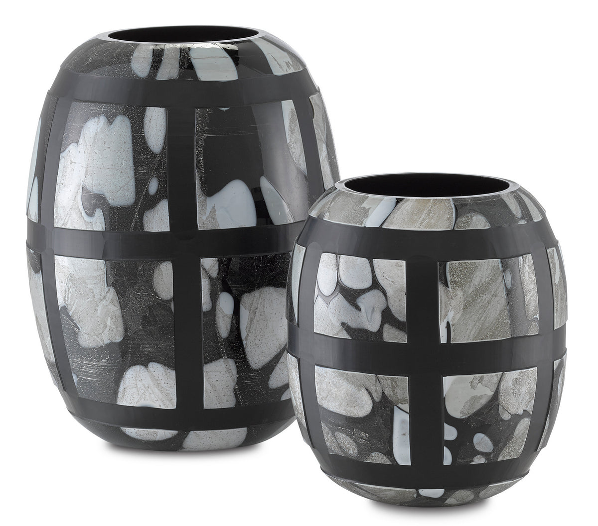 Currey and Company - 1200-0377 - Vases Set of 2 - Schiappa - Black/Multi Spotted/Handcut