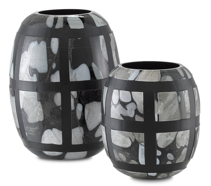 Currey and Company - 1200-0377 - Vases Set of 2 - Schiappa - Black/Multi Spotted/Handcut