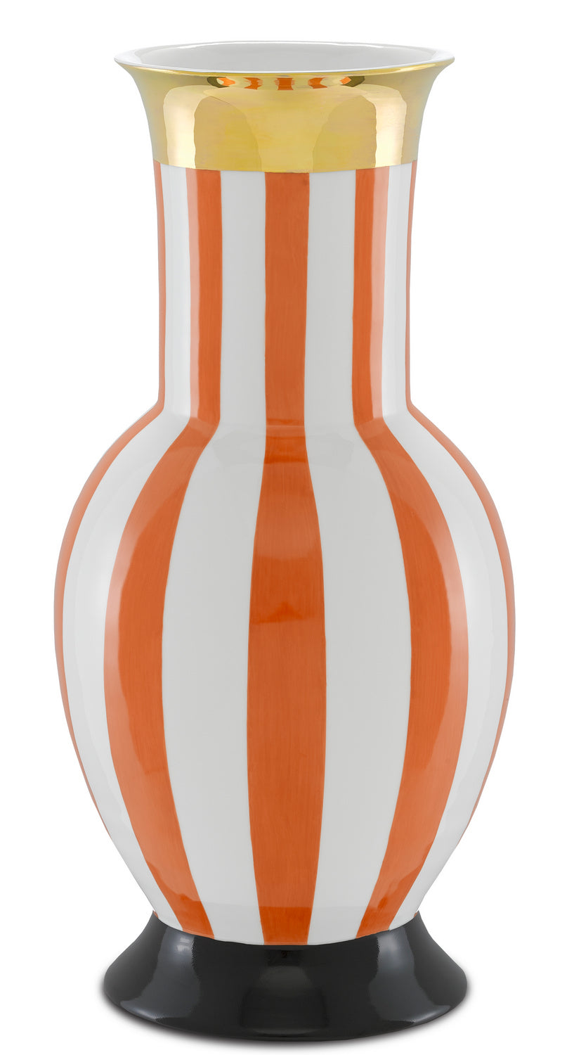 Currey and Company - 1200-0391 - Vase - De - Orange/White/Gold/Black