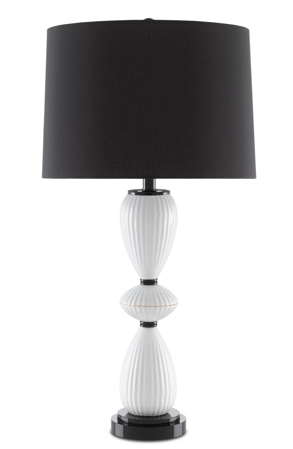 Currey and Company - 6000-0660 - One Light Table Lamp - Cordelia - White/Black/Glossy Black