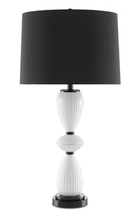Currey and Company - 6000-0660 - One Light Table Lamp - Cordelia - White/Black/Glossy Black