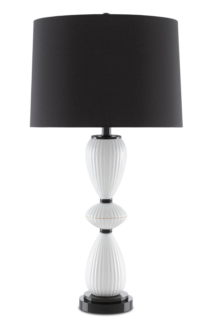 Currey and Company - 6000-0660 - One Light Table Lamp - Cordelia - White/Black/Glossy Black