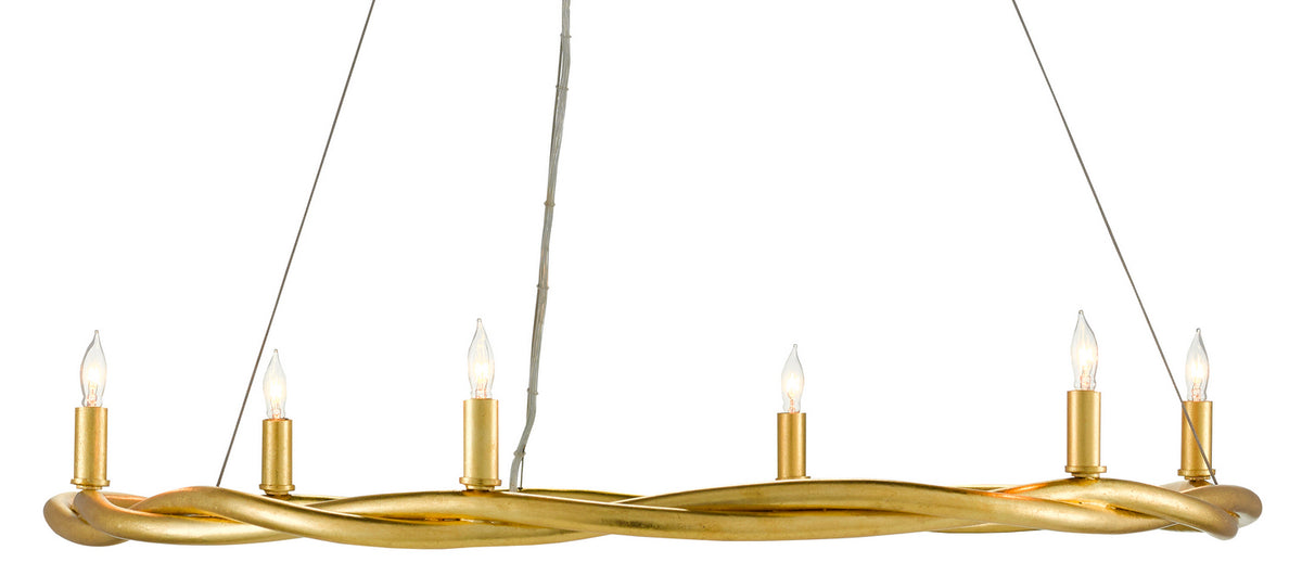 Currey and Company - 9000-0643 - Six Light Chandelier - Soliloquy - Contemporary Gold Leaf