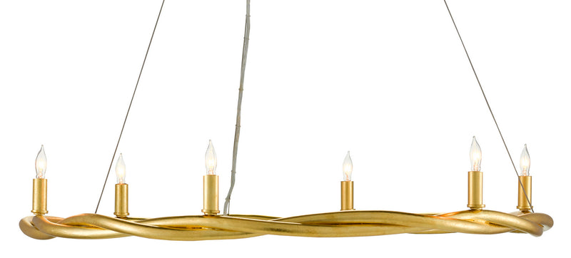 Currey and Company - 9000-0643 - Six Light Chandelier - Soliloquy - Contemporary Gold Leaf