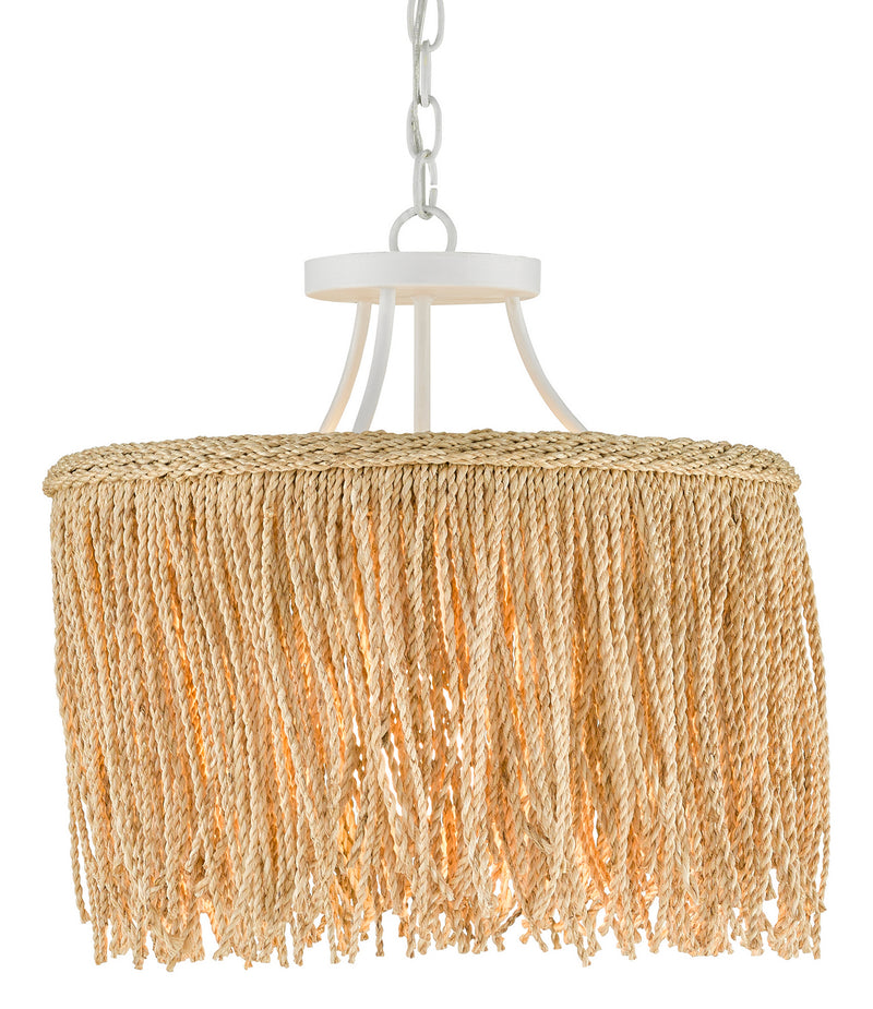 Currey and Company - 9000-0647 - One Light Pendant - Samoa Collection - Gesso White/Natural Rope