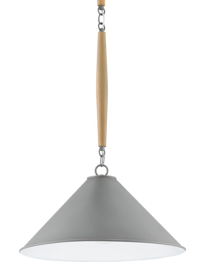 Currey and Company - 9000-0732 - One Light Pendant - Hiroshi Gray/Sugar White/Washed Wood