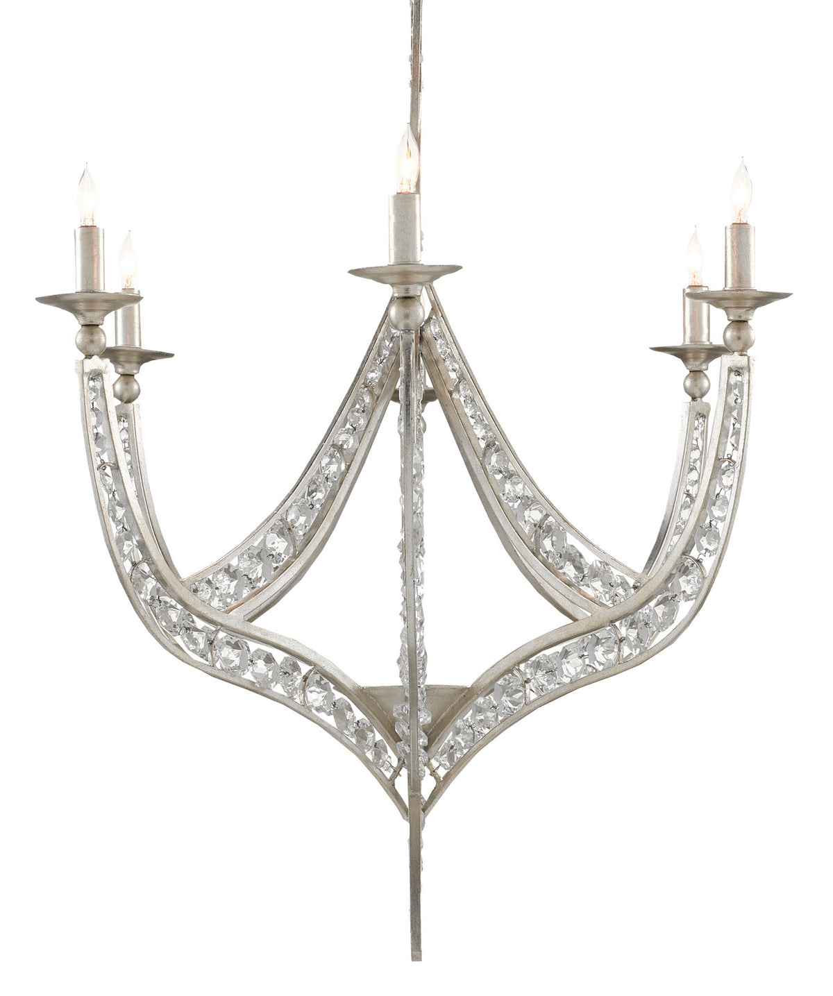 Currey and Company - 9000-0725 - Six Light Chandelier - Contemporary Silver Leaf
