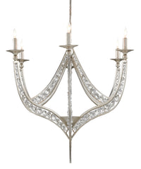Currey and Company - 9000-0725 - Six Light Chandelier - Contemporary Silver Leaf