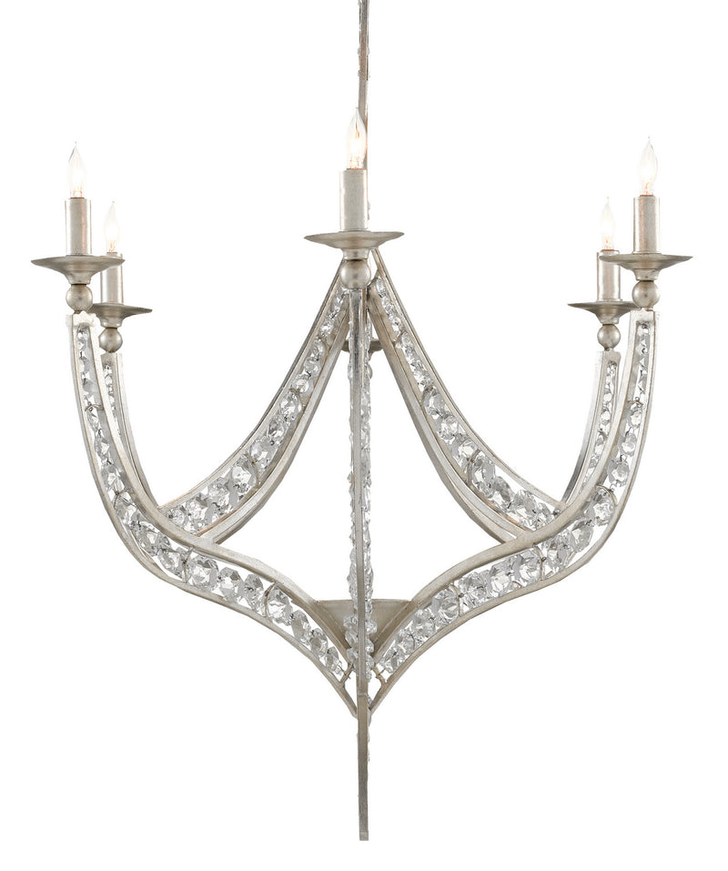 Currey and Company - 9000-0725 - Six Light Chandelier - Contemporary Silver Leaf