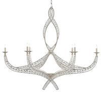 Currey and Company - 9000-0725 - Six Light Chandelier - Contemporary Silver Leaf