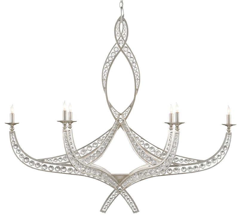 Currey and Company - 9000-0725 - Six Light Chandelier - Contemporary Silver Leaf