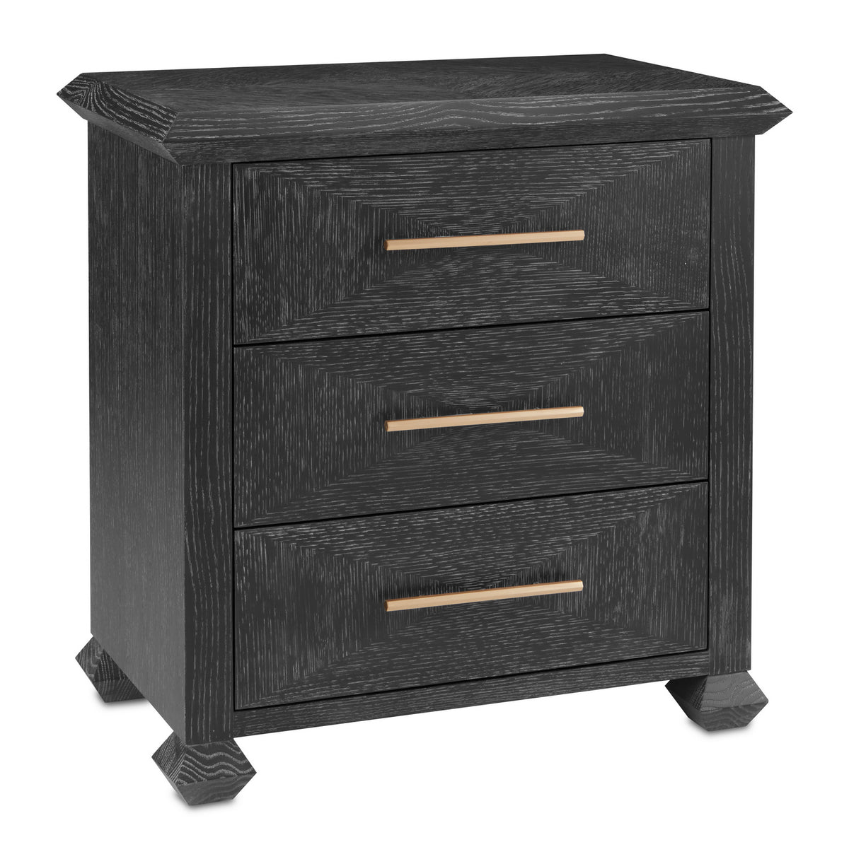 Currey and Company - 3000-0196 - Chest - Saranya - Cerused Black/Brushed Brass