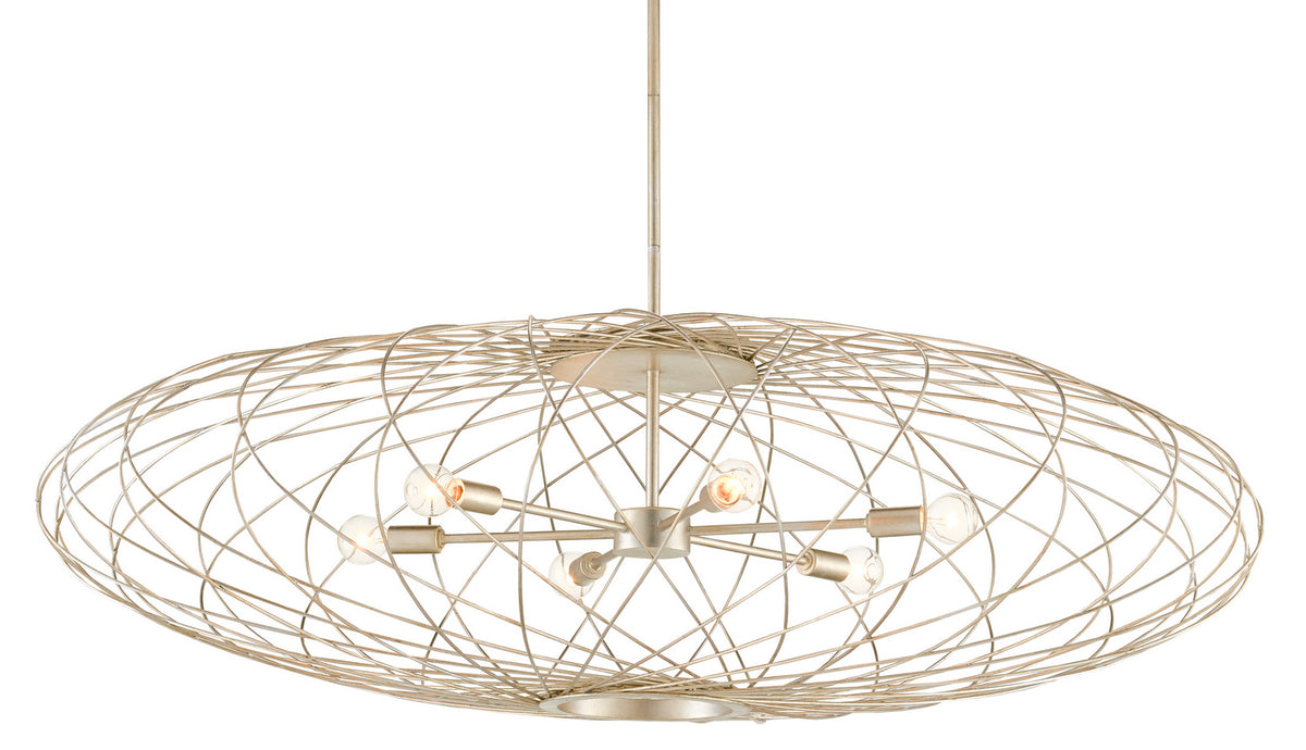 Currey and Company - 9000-0800 - Six Light Chandelier - Gambit Collection - Contemporary Silver Leaf