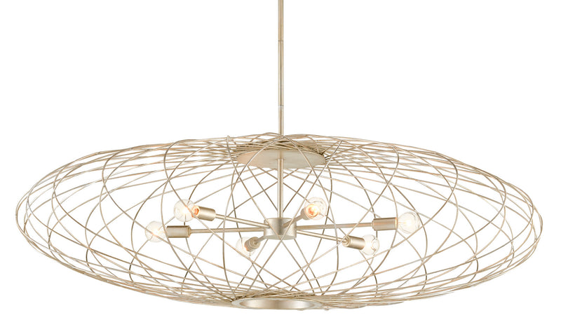 Currey and Company - 9000-0800 - Six Light Chandelier - Gambit Collection - Contemporary Silver Leaf