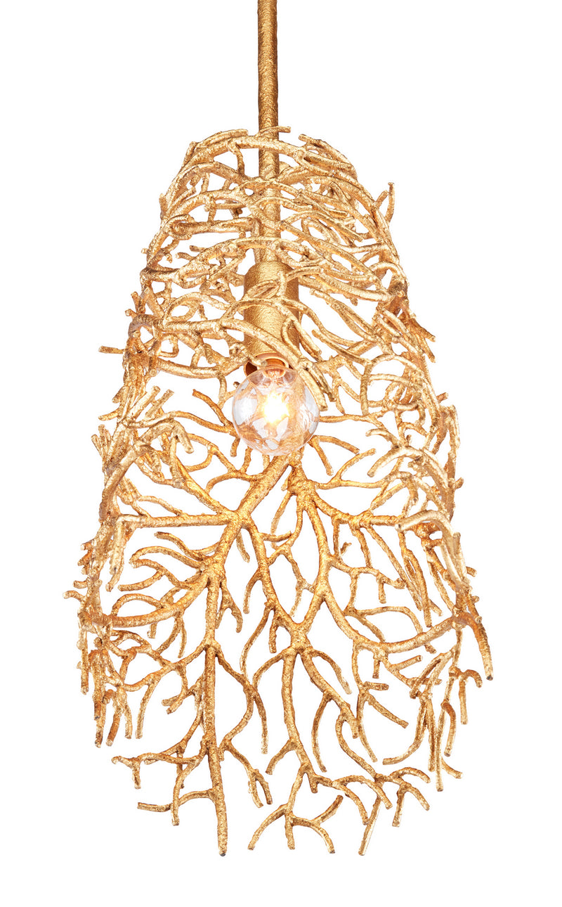 Currey and Company - 9000-0844 - One Light Pendant - Sea Fan Collection - Gold Gilt