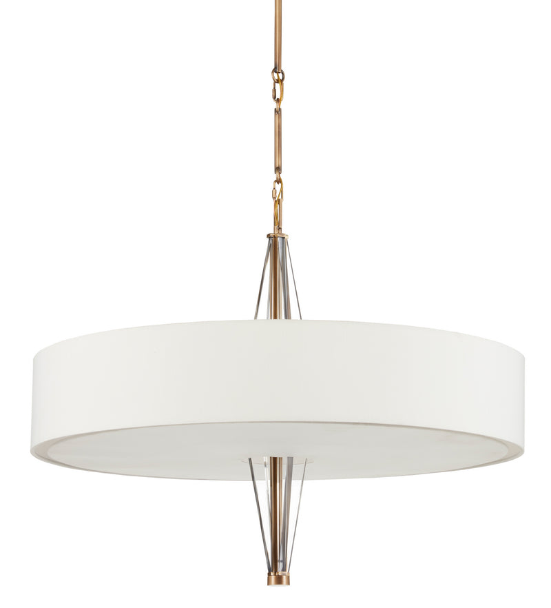 Currey and Company - 9000-0828 - Six Light Chandelier - Lamont - Antique Brass/Clear/Off White