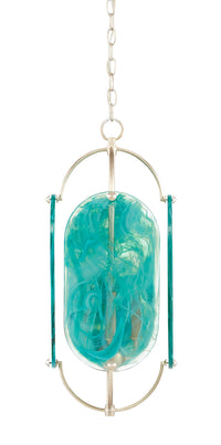 Currey and Company - 9000-0845 - Four Light Chandelier - Fugue - Smokewood/Transparent Green/Silver Leaf