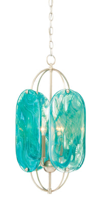 Currey and Company - 9000-0845 - Four Light Chandelier - Fugue - Smokewood/Transparent Green/Silver Leaf