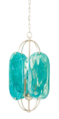 Currey and Company - 9000-0845 - Four Light Chandelier - Fugue - Smokewood/Transparent Green/Silver Leaf