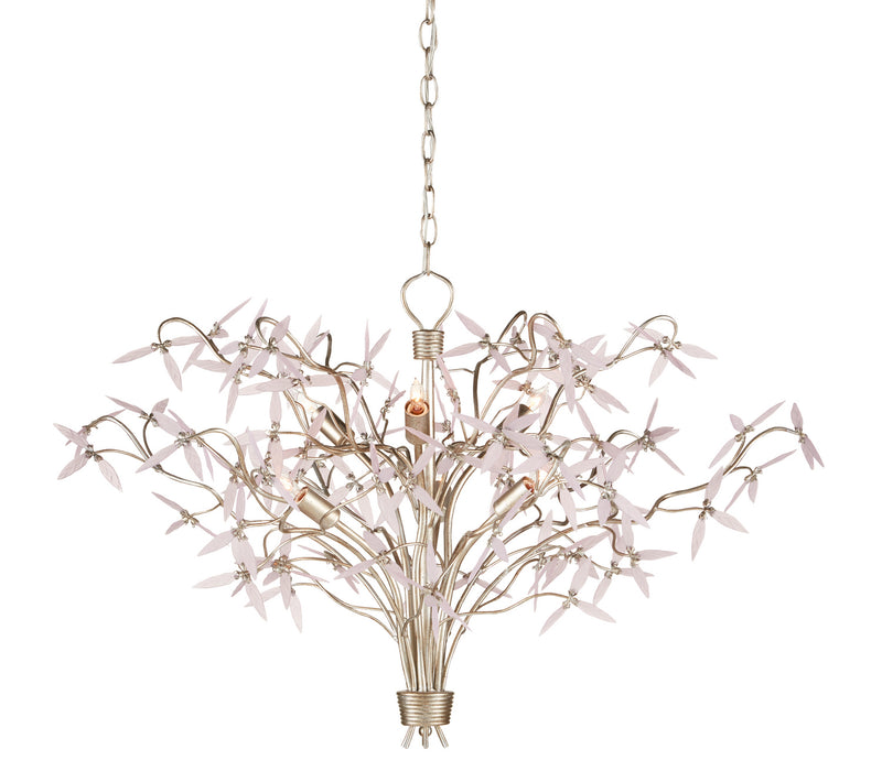Currey and Company - 9000-0846 - Six Light Chandelier - Silver Granello/Pink