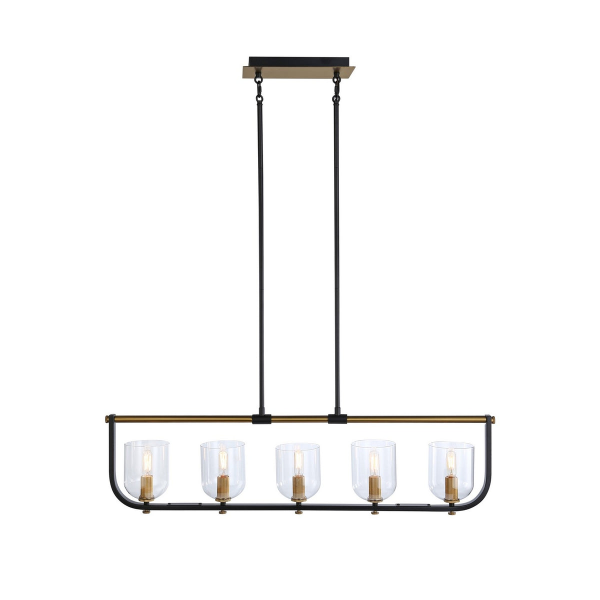 Artcraft - AC11745BB - Five Light Island Pendant - Cheshire - Black & Brass